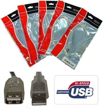USB 2.0 Certified Extension AM to AF Transparent Metal Sheath Cable 3M