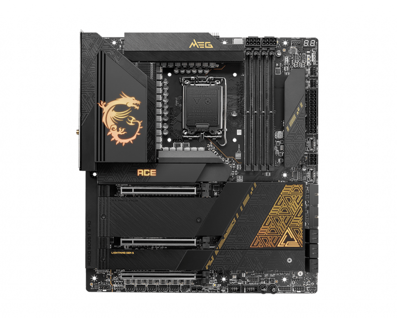 MSI MEG Z790 ACE Intel LGA 1700 E-ATX Motherboard, 4x DDR5~128GB, 1x PCI-E x 16, 1x PCI-E x 8, 5x M.2, 6x SATA, 2x USB 3.2, 4x USB 2.0, 2x USB-C