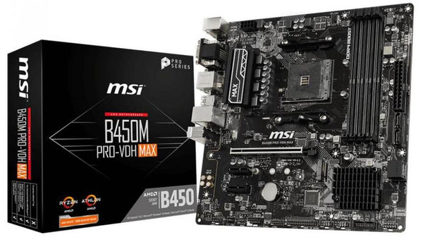 MSI B450M PRO-VDH MAX Motherboard, Socket AM4 Micro ATX AMD B450 B450M PRO-VDH MAX