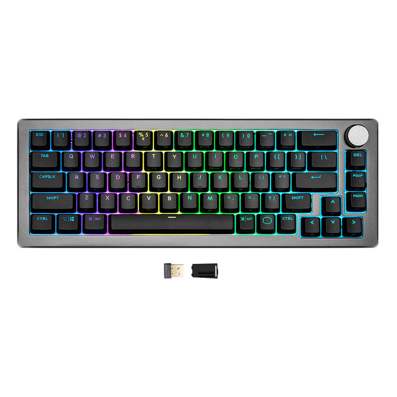 CoolerMaster CK-721-GKTR1-US CK721 60% RGB Wireless Mechanical Gaming Keyboard. Space Gray, TTC Red Switch