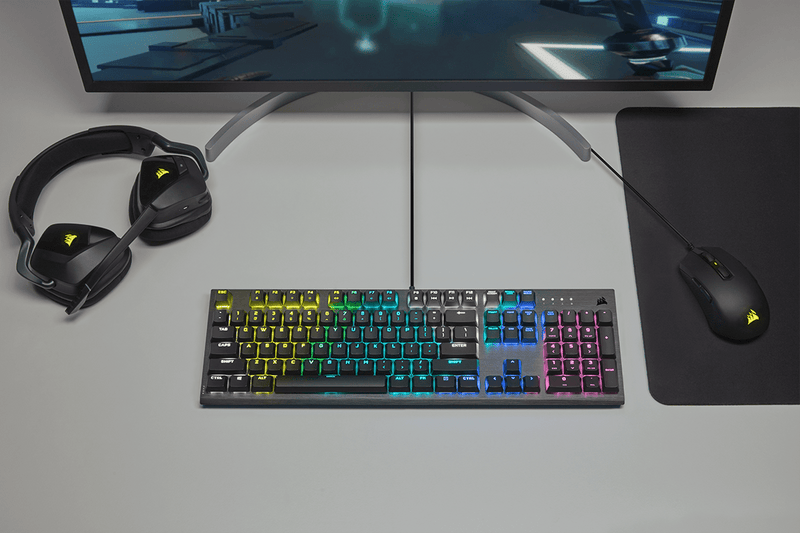 Corsair (CH-910D018-) K60 RGB Low Profile Mechanical Gaming Keyboard - Black, Low Profile Speed Switches