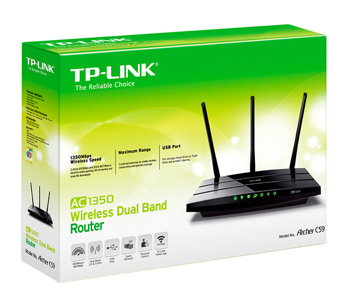 TP-LINK Archer C59 wireless router Dual-band (2.4 GHz / 5 GHz) Fast Ethernet Black