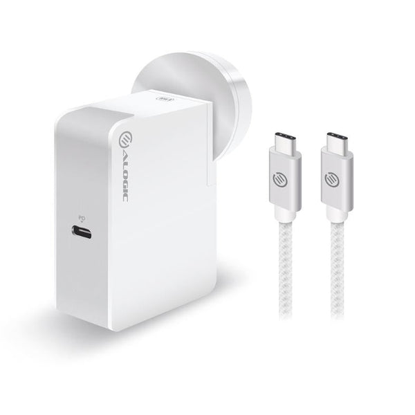 ALOGIC USB-C Wall Charger 60W, Travel Edition, Includes USB-C Charging Cable, white