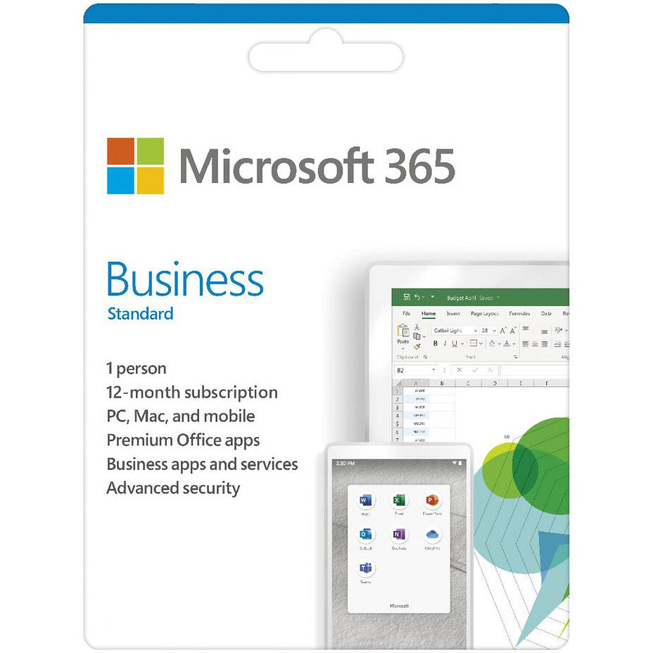 Microsoft (KLQ-00453) 365 Business Standard Retail 1 Year Subscription, Medialess, Mac/Win