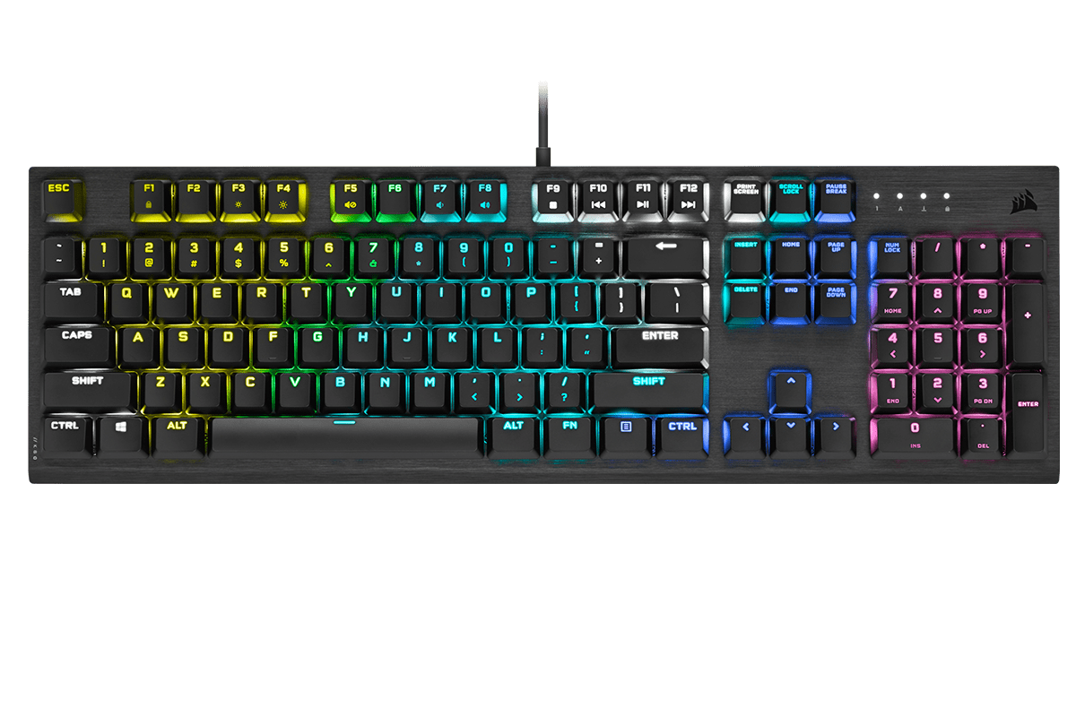 Corsair (CH-910D018-) K60 RGB Low Profile Mechanical Gaming Keyboard - Black, Low Profile Speed Switches