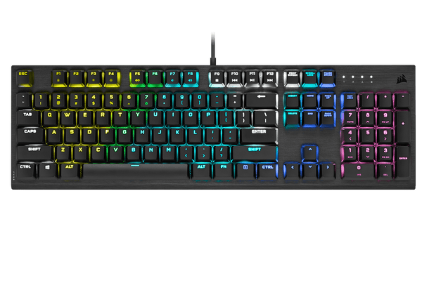 Corsair (CH-910D018-) K60 RGB Low Profile Mechanical Gaming Keyboard - Black, Low Profile Speed Switches