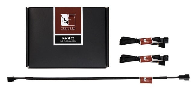 Noctua NA-SEC2 30cm 3Pin Power Extension Cables - 3 Pack, Black