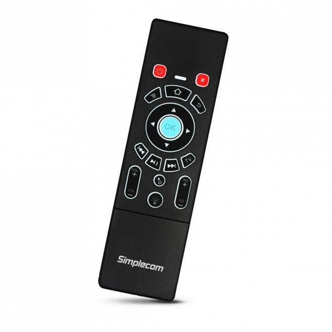 Simplecom RT250 Rechargeable 2.4GHz Wireless Remote, Air Mouse Keyboard with Touch Pad and Backlight