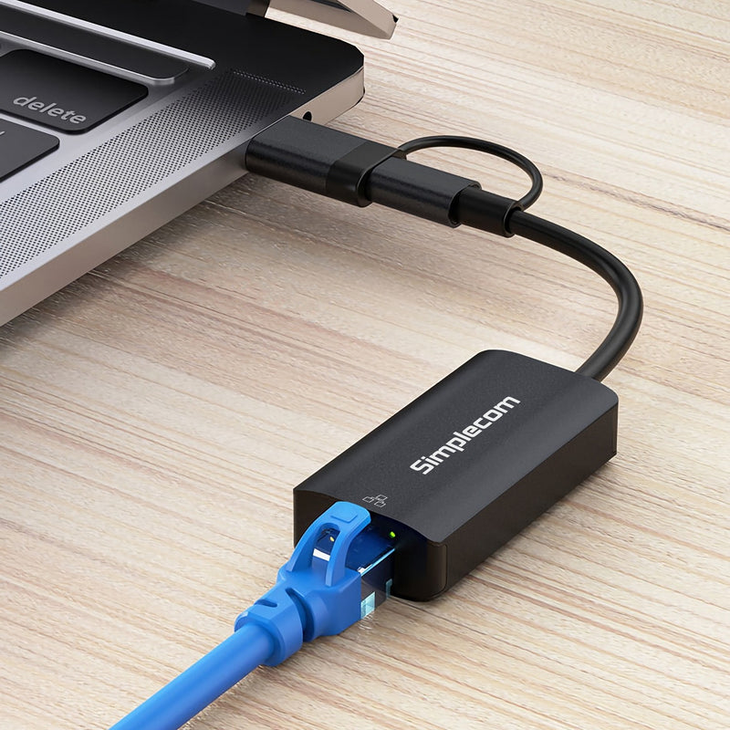 Simplecom NU315 USB-C and USB-A to Gigabit Ethernet Adapter