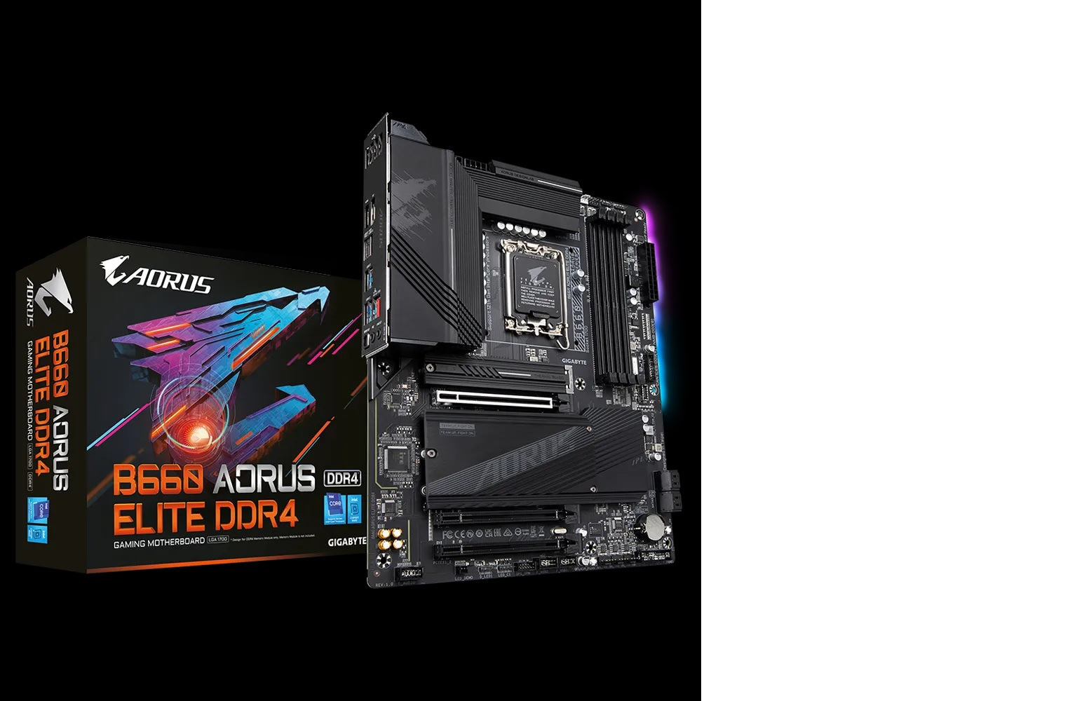 Gigabyte B660 AORUS ELITE  DDR4 Intel LGA 1700 ATX Motherboard, 4x DDR4 ~128GB, 1x PCI-E x16, 2x M.2, 4x SATA, 2x USB-C, 3x USB 3.2, 8x USB 2.0