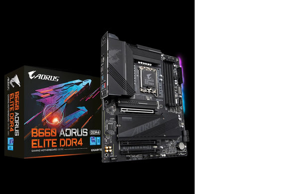Gigabyte B660 AORUS ELITE  DDR4 Intel LGA 1700 ATX Motherboard, 4x DDR4 ~128GB, 1x PCI-E x16, 2x M.2, 4x SATA, 2x USB-C, 3x USB 3.2, 8x USB 2.0