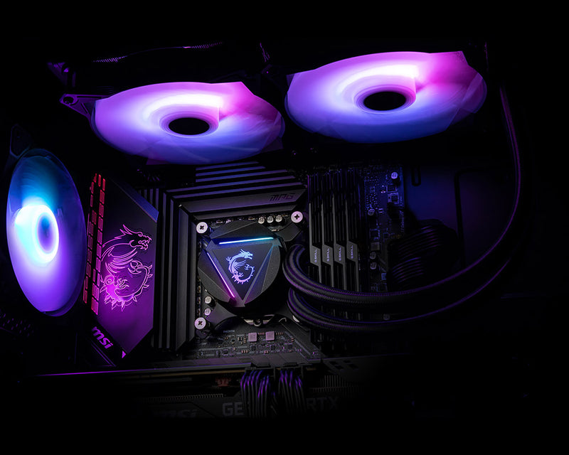 MSI MPG CORELIQUID 280R Liquid CPU Cooler, ARGB, PWM Mode, LGA 1150/1151/1155/1156/1200/1366/2011/2011-3/2066, AM4/FM2+/FM2/FM1/AM3+/AM3/AM2+/AM2