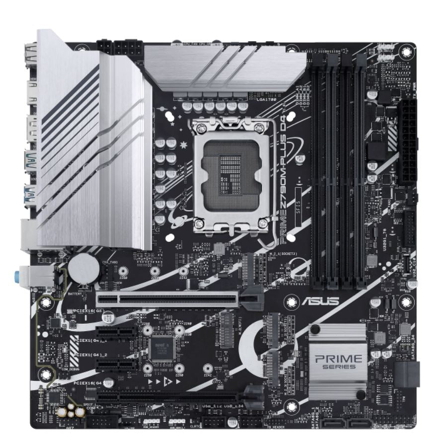 ASUS PRIME Z790M-PLUS D4-CSM Intel LGA1700 mATM Motherboard 128GB,4xDDR4,1xPCIe 5.0 x16, 3xM.2,4 xSATA,HDMI, DP.1Gb Ethernet