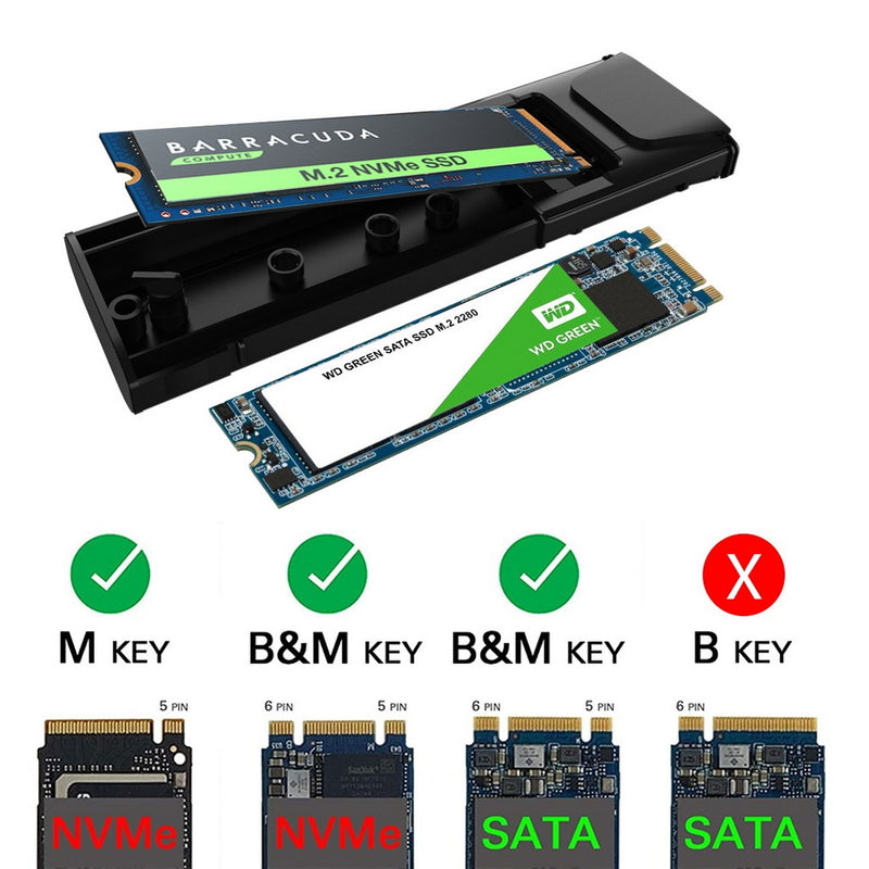 Simplecom SE504v2 NVMe / SATA Dual Protocol M.2 SSD USB-C Enclosure Tool-Free USB 3.2 Gen 2 10Gbps
