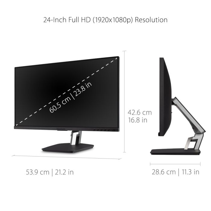 Viewsonic TD2455 computer monitor 61 cm (24") 1920 x 1080 pixels Full HD LED Touchscreen Table Black