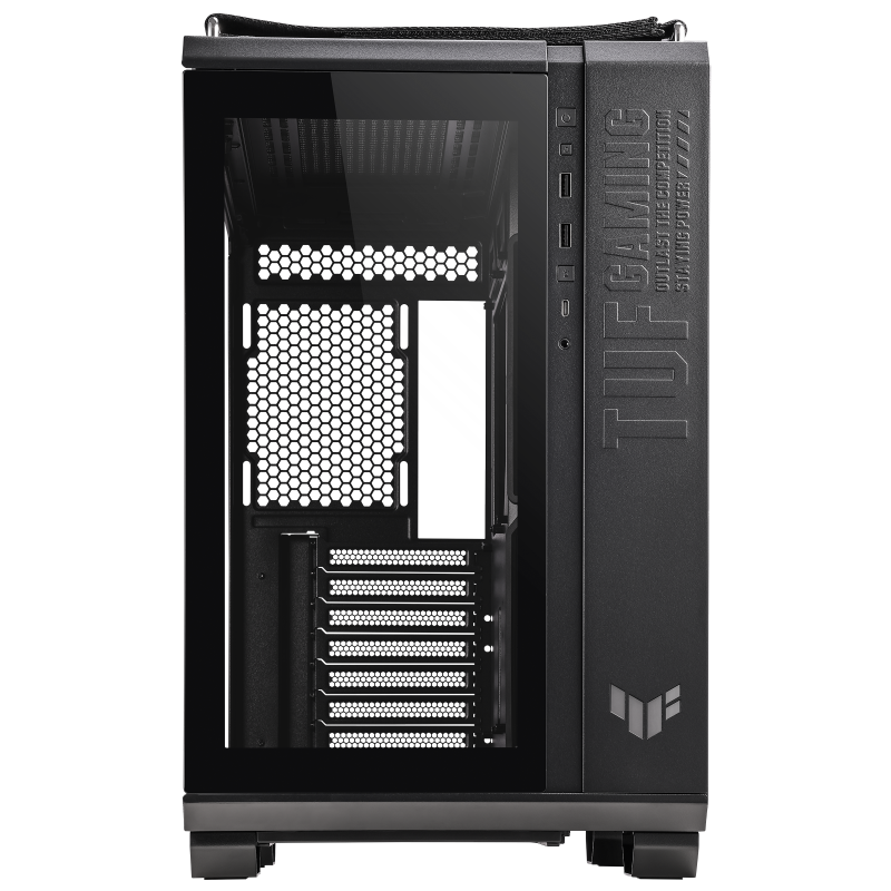 Asus GT502 TUF GAMING CASE BLK TG GT502 Tuf Gaming Case Black Edition MID Tower ATX Case Tempered Glass Panel Support 360mm Cooler supports ATX PSUs up to 200mm. graphics card up to 400mm